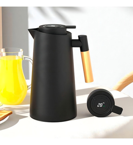 Cafeteira Led Preta Térmica 1l Café Chás E Bebidas Quentes