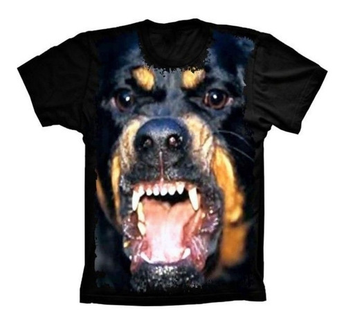 Camiseta Estilosa 3d Animais - Rottweiler Bravo