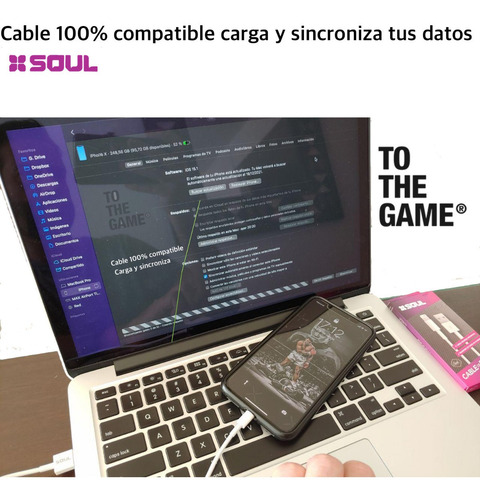 Imagen 4 de 4 de Cable Para iPhone 7 8 Plus iPhone XS Max iPhone 11 Pro iPad