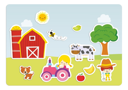 Brinquedo Educativo Quadro Infantil Animais Na Fazenda