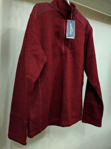 Polera Eddie Bauer Suéter Rojo Con Cremallera De 1/4