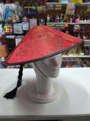 Imagen 3 de 3 de Sombrero Chino Con Colita Cotillon Disfraz