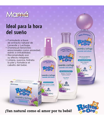 Ricitos De Oro Crema Corporal Lavanda Y Lechuga 100 Ml 3 Pzs