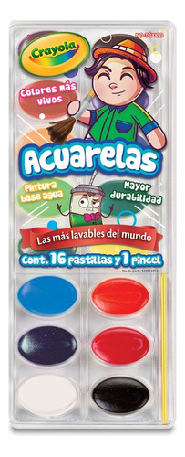 Acuarelas 16 Colores Pastillas Crayola Escolares Lavables