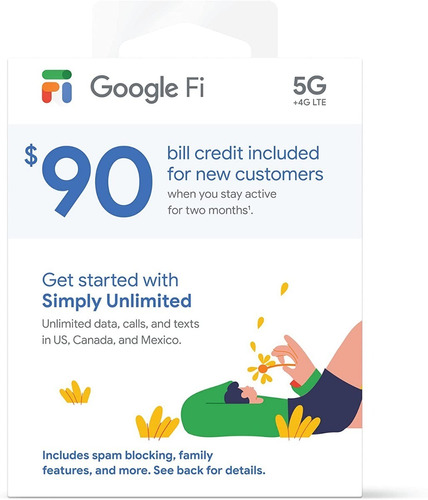 Tarjeta Sim Google Fi, Sim Card Kit, Envío Inmediato