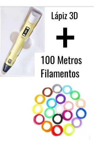 Láliz 3d Amarillo + 100 Metros De Filamentos