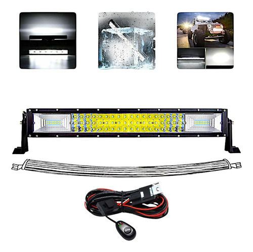 Barra Led 53cm Curvada 468w Ip67 4x4 Barco Trator Chicote