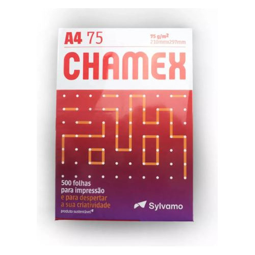 Papel Sulfite Chamex A4 75g caixa 5 pacote total 2500 folhas