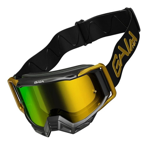 Oculos Gaia Mx Pro Modelo 2023 Motocross Trilha Gold