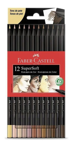 Lápis De Cor Supersoft - 12 Tons De Pele - Faber Castell