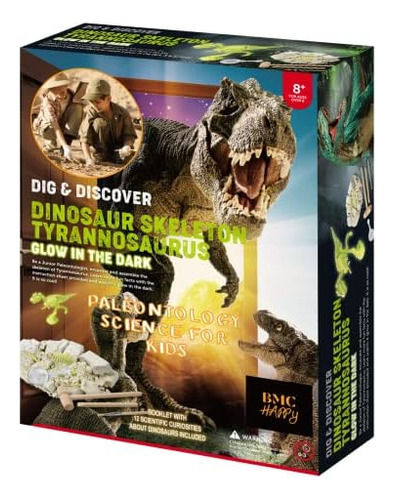 Dinosaur T-rex Excavation Kit - 16 Bones To Build Glow-...