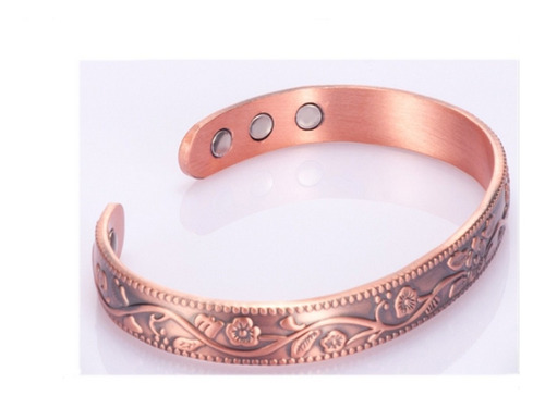 Imagen 5 de 7 de Pulsera Magnética De Cobre Diseño Rosas