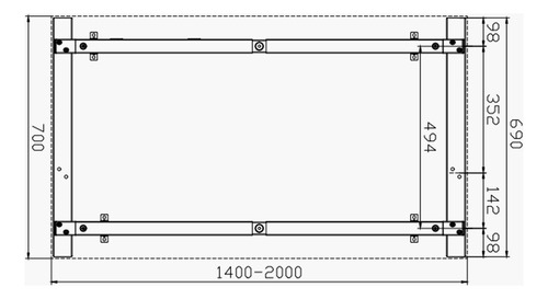 Base De Escritorio Extensible 140 - 200 X 70 Gris Claro Form