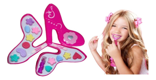 Maquillaje Infantil Zapatilla Rosa Makeup Sombras Lavable