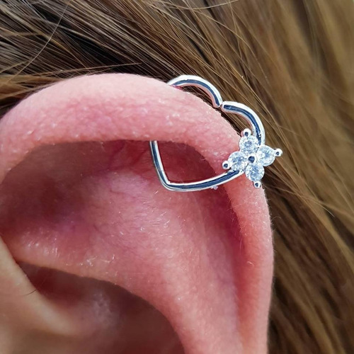 Imagen 5 de 5 de Corazon Con Flor Strass Piercing Argentina ®