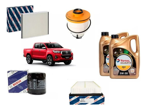 Kit 4 Filtros Bosch Y Ac Total 5w30 Toyota Hilux 2.4/2.8 Td