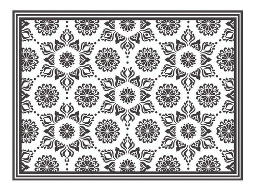 Alfombra Living Terraza Vinil Flor Hindu Black 140 X 180 Cm