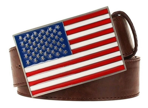 Cinto De Couro C/ Fivela Importada Bandeira América Eua Moto