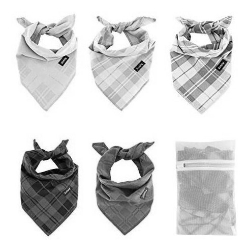 Gofshy Dog Bandanas-5pcs Puppy Bandanas Square Plaid Bufanda