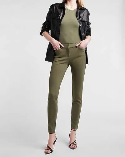 Pantalón De Vestir Color Verde Olivo Skinny Mid Rise Express