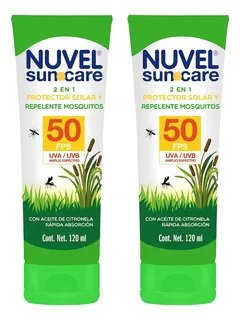 Protector Solar Fps 50 Repelente De Mosquitos Nuvel 2 Pack