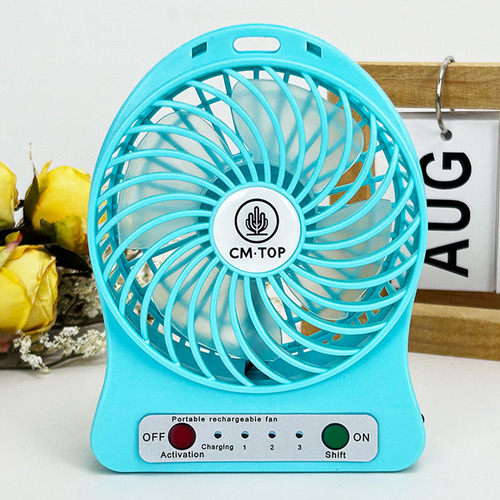 Ventilador De Escritorio Portátil Recargable Con Luz Led