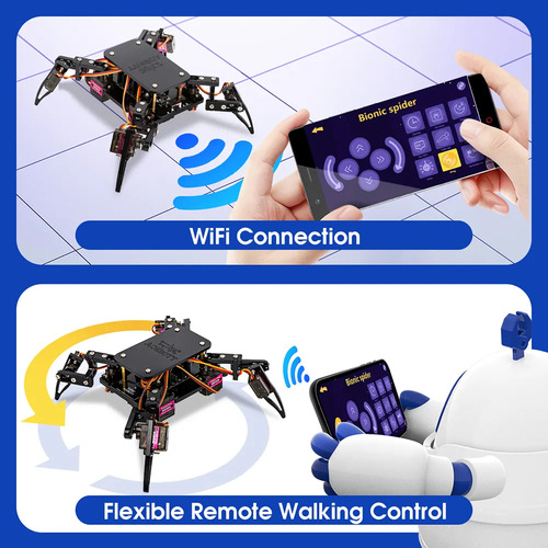 Kit Robô Avançado Quadrúpede Aranha Tutoriais Wifi App Nfe