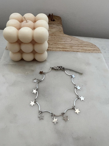 Tobillera Pulsera Lluvia Estrellas Plateada Jfp07