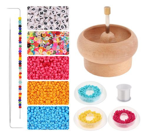 Cuenco Giratorio De Cuentas De Madera,kit Para Hacer Pulsera