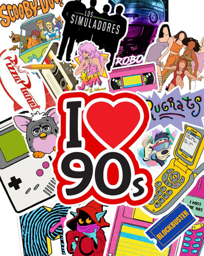 Pack 20 Stickers De Los 90  (digital Imprimible) En .png