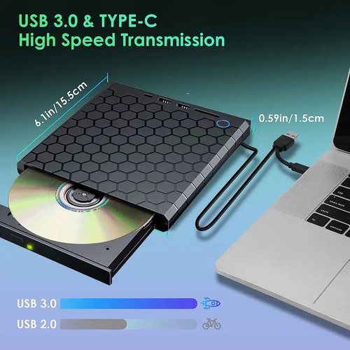 Unidad Externa De Cd Y Dvd Para Pc, Portátil, Grabadora, Lec