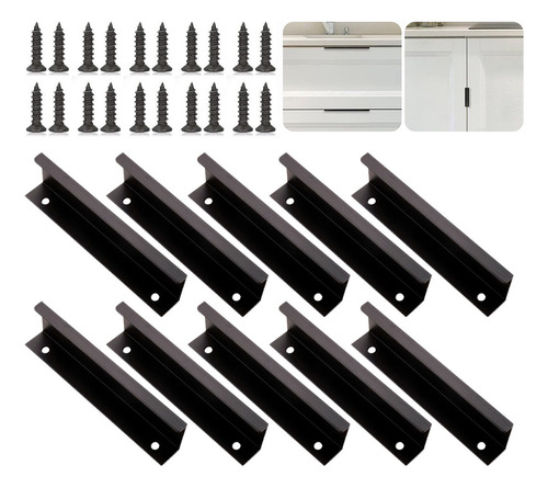 10pcs Cajón Oculto Tiradores Para Puerta Mailla Negro 25cm