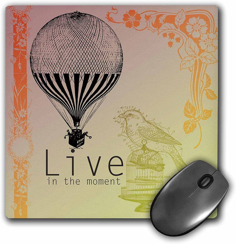 Mouse Pad Dibujo Globo Aerostatico Pajaro 8 X 8 Pulgadas