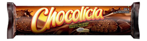 Biscoito Chocolicia Recheado Chocolate 132g Kit 3 Pacotes