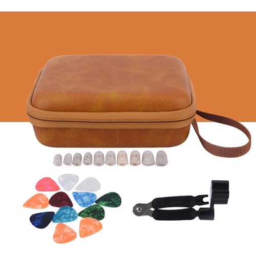 Kits De Puas Plumillas Para Guitarra Ukelele Con Estuche Pu Color Marrón Claro
