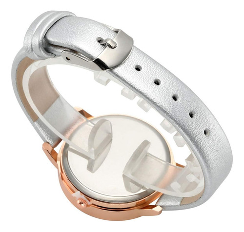 Top Plaza Reloj De Pulsera De Cuero Gris Para Mujer, Elegant