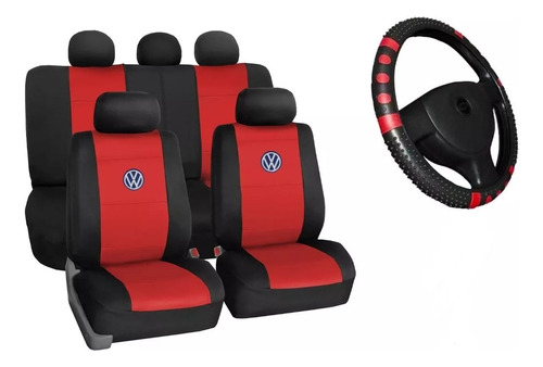 Fox Kit Vermelho Jogo De Capas Bancos Logo Vw + Capa Volante