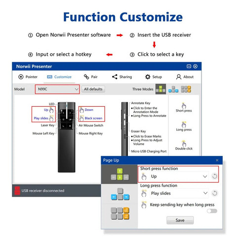 Presentador Puntero Laser Air Mouse Powerpoint Prezi Keynote