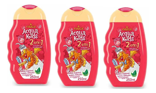 Kit 3 Shampoo Capilar Hidratação Brilho  Acqua Kids Nazca