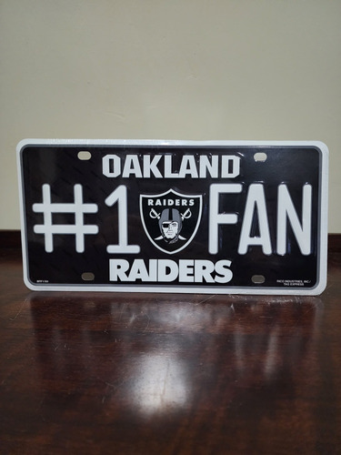 Nfl Placa De Aluminio Para Auto #1fan Oakland Raiders