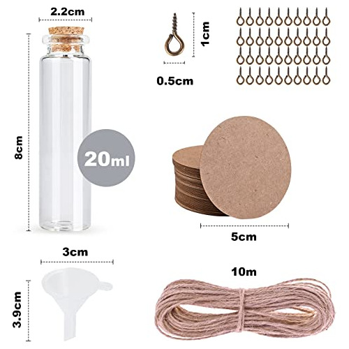 40 Piezas De Pequeñas Botellas De Vidrio De 20 Ml Corc...