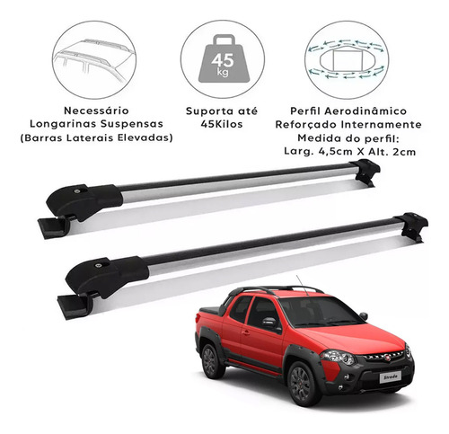 Par Rack Teto Travessa Strada Adv Locker Modelo Slim Prata