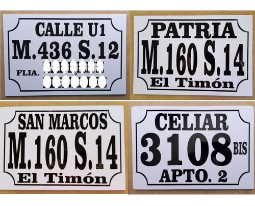 Cartel Dirección Casa Número De Puerta