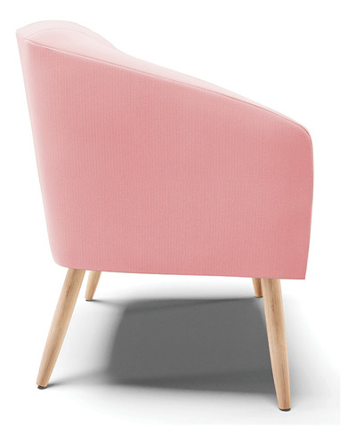 Kit 02 Poltronas Stella Suede Pés Palito Natural Cor Rosa Bebê