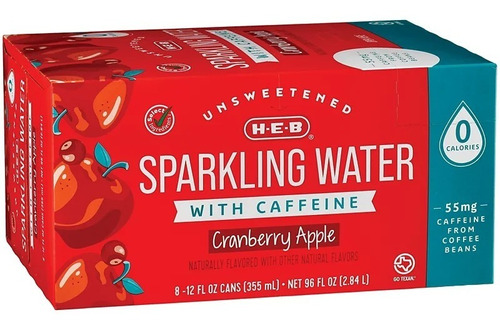 Agua Mineral Con Gas Sabor Manzana Y Arándano Con Cafeína Im