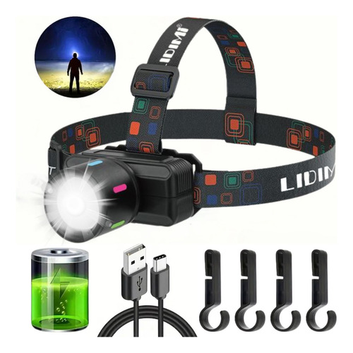 Linterna De Cabeza Lidimi Led Recargable Con Zoom