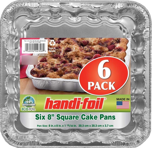 Handi-foil Cuadrado Pastel Sartene Altura Ancho Longitud