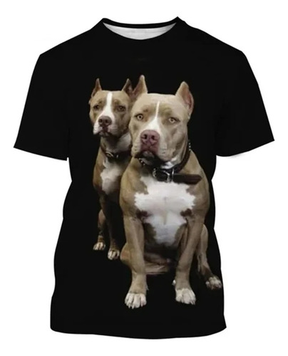 Camiseta Casual De Manga Corta Con Estampado 3d Pitbull