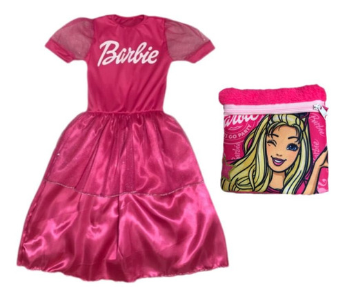 Fantasia Roupa Infantil Vestido Barbie Com Bolsa