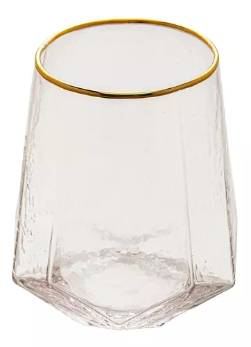 Copo De Whisky Com Borda Dourada Hauskraft 300Ml - Transparente